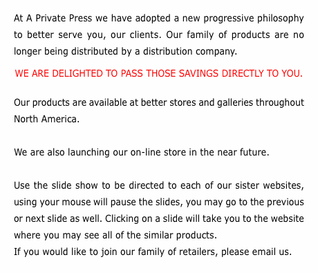 At A Private Press we have adopted a new progressive philosophy